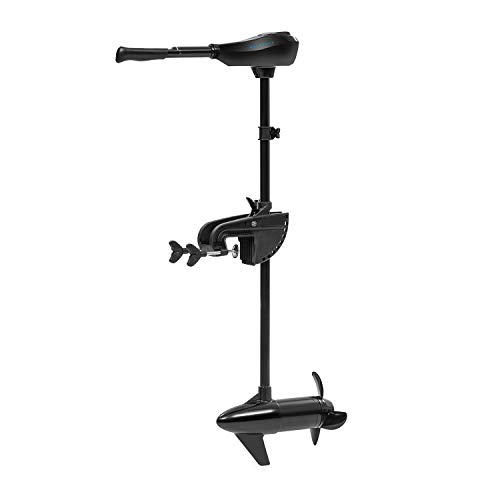 Waldbeck Barracuda - Motor fueraborda eléctrico, Acelerador TripleBlade, 5 Marchas hacia Delante, 2 Marchas hacia atrás, Inclinable 90°, Altura Regulable 5-70 cm, 12 V, 50 lbs (222,5 N), Negro