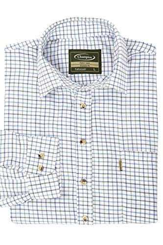 Walker and Hawkes - Camisa de Manga Larga para Hombre - Algodón de fácil Cuidado - Estilo leñador - Estampado a Cuadros - Azul - 2XL (46'')