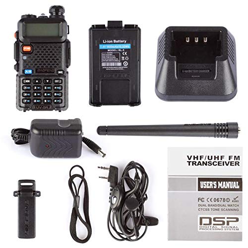 Walkie-Talkie Baofeng UV-5R Doble Banda VHF&UHF Radio Profesional FM Escaner,Negro