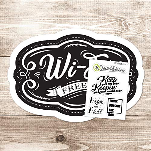 Wall4Stickers Free WiFi Retro Vintage Style Window Wall Sign Vinilo Adhesivo Gráficos Cafetería Tienda Salón Bar Cocina Restaurante