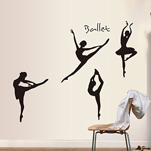 Wallpark Ballet Bailarín Bailarina Silueta Desmontable Pegatinas de Pared Etiqueta de la Pared, Sala Dormitorio Hogar Decorativas Adhesivas DIY Arte Murales