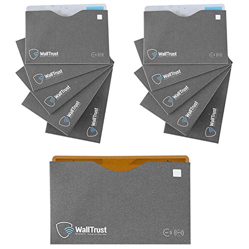 WallTrust® Protectoras de RFID NFC | Protección * Aprobado TÜV Alemán * | 10 Fundas para Tarjeta de Crédito Débito Identificación | Apertura Superior