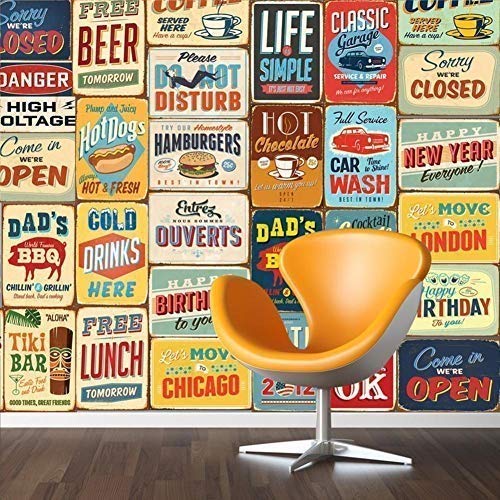 Walplus 152x161 cm Adhesivos de Pared "Vintage Letrero Metal Collage" 1 Paquete extraíble Autoadhesivo Arte Mural VINILO DECORACIÓN HOGAR BRICOLAJE Living Oficina Dormitorio Decor papel pintado,