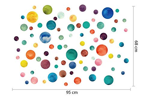 Walplus Colorido Acuarela lunares adhesivo pared, vinilo, multicolor, 35 x 24 x 20cm