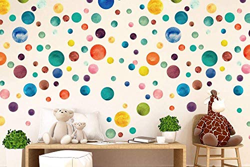 Walplus Colorido Acuarela lunares adhesivo pared, vinilo, multicolor, 35 x 24 x 20cm