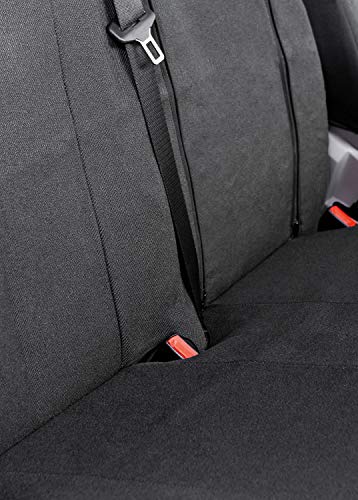 Walser 10476 Funda de asiento de coche ajuste de transportador, funda de asiento de poliéster antracita compatible con VW LT, Mercedes Sprinter, banco simple y doble