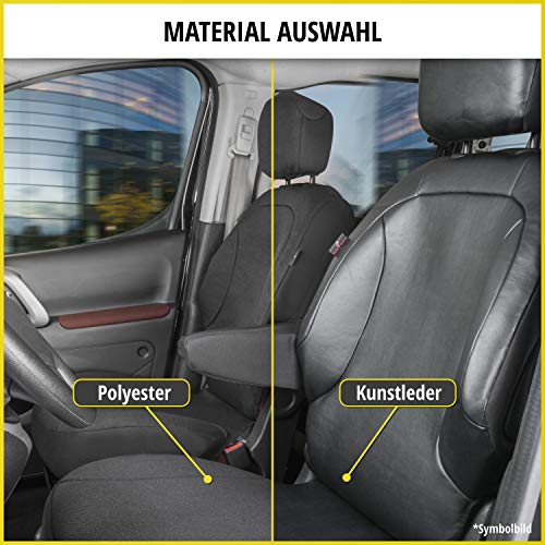 Walser 11496 Funda de asiento de coche ajuste de transportador, funda de asiento de imitación de cuero antracita compatible con VW Crafter, Mercedes Sprinter, banco simple y doble