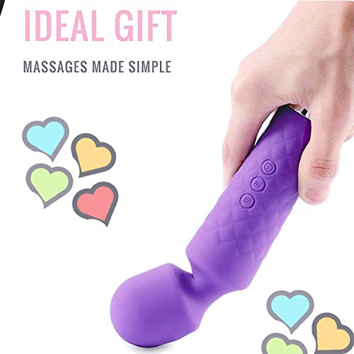 Wand Vibrador Masajeador para Mujer de Mano Inalámbrico Mini Varita Magic Terapéutica Personal con 8 Potentes Velocidades y 20 Modos de Masaje Eléctrico Portátil Prueba Agua Recargable