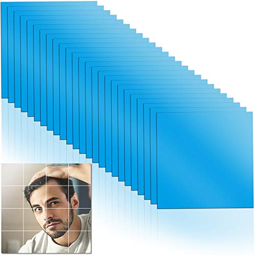 Wandefol 25pcs Espejo Autoadhesivo, Espejo de Pared Flexible, Hojas de Espejo Cuadrado, Etiqueta de Espejo 15X15CM Decoración de Hogar Sujeción Perfecta para Todo Tipo de Pared