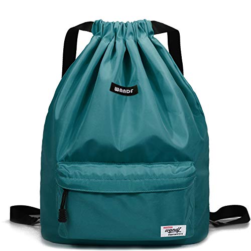 WANDF Drawstring Backpack String Bag Sackpack Cinch Water Resistant Nylon for Gym Shopping Sport Yoga by (Verde Oscuro) WANDF Drawstring Backpack String Bag Sackpack Cinch Water Resistant Nylon for Gym Shopping Sport Yoga by (Verde Oscuro)
