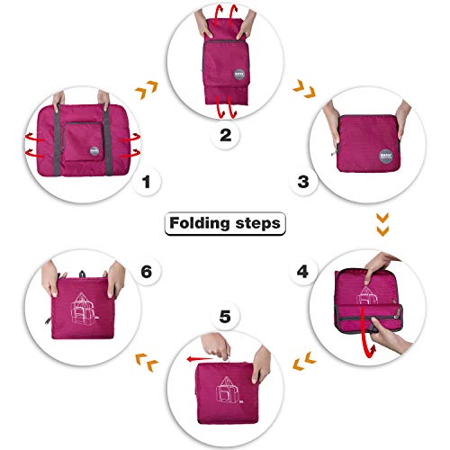 Wandf Foldable Travel Duffel Bag Super Lightweight for Luggage, Sports Gear Or Gym Duffle, Water Resistant Nylon (40L Fuchsia) Wandf Foldable Travel Duffel Bag Super Lightweight for Luggage, Sports Gear Or Gym Duffle, Water Resistant Nylon (40L Fuchsia)