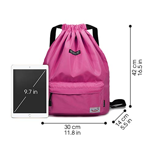 WANDF Mochila con cordón Sackpack Bolsa de Gimnasio Repelente al Agua para IR de Compras Deporte Yoga, Negro