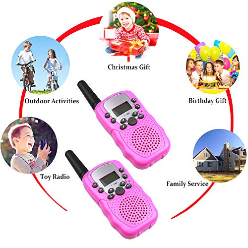 WANFEI Walkie Talkies Niños, Walky Talky Niños 3KM Largo Alcance con 8 Canales Función de VOX Linterna LCD, Inalámbrico Interfono Juguetes para Niños Regalo Festival Interior Exteriores-2 Pack