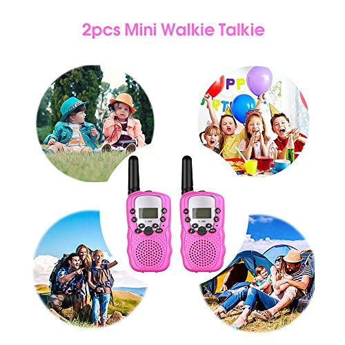 WANFEI Walkie Talkies Niños, Walky Talky Niños 3KM Largo Alcance con 8 Canales Función de VOX Linterna LCD, Inalámbrico Interfono Juguetes para Niños Regalo Festival Interior Exteriores-2 Pack