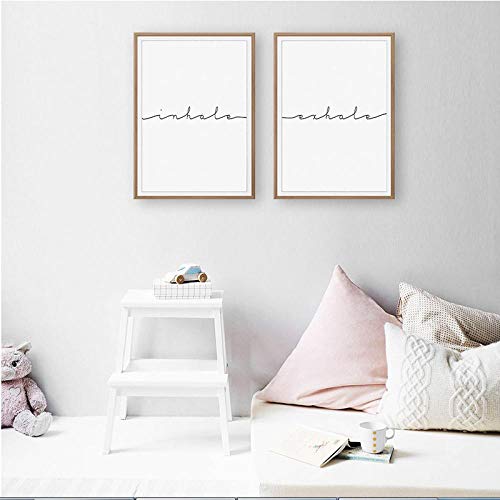 WANGHH Arte Moderno de la Pared Pintura en Lienzo Inhale Exhale Print Yoga Inspirador Motivacional Pilates Poster Decoración para el hogar 40x50cmx2 sin Marco