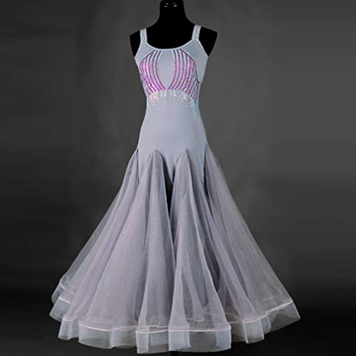 Wangmei Sin Mangas Vestidos de Baile de Salón Competencia Femenina Profesional Vals Moderno Rendimiento Vestuario de Baile Gran Vestido de Swing, XL Wangmei Sin Mangas Vestidos de Baile de Salón Competencia Femenina Profesional Vals Moderno Rendimiento Vestuario de Baile Gran Vestido de Swing, XL