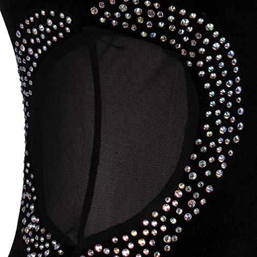 Wangmei Terciopelo Aprovechar Vestido de Baile Latino para Mujeres Ropa de Rendimiento Borla Profesional Baile Latino Vestidos de Competencia con Diamantes de Imitación,Black2,S