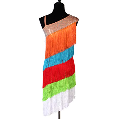 Wangmei Vestido de Baile Latino con Flecos Coloridos para Damas Sin Mangas Rendimiento de Vestuario Tango Profesional Zumba Rumba Cha Cha Performance,Vistoso,M Wangmei Vestido de Baile Latino con Flecos Coloridos para Damas Sin Mangas Rendimiento de Vestuario Tango Profesional Zumba Rumba Cha Cha Performance,Vistoso,M