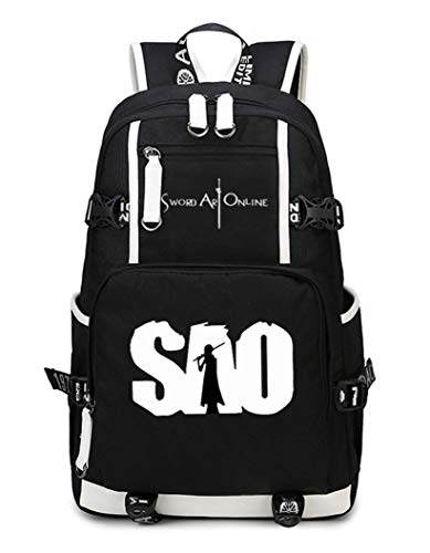 WANHONGYUE Sword Art Online Sao Anime Mochila Escolar Estudiante Bolso de Escuela Backpack Mochila para Portátil Negro-13