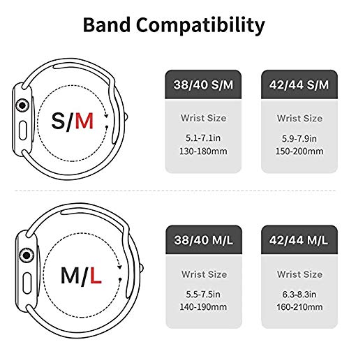 Wanme - Correa compatible para Apple Watch de 44 mm, 42 mm, 40 mm, 38 mm, clásica correa deportiva de silicona, correas de repuesto para iWatch Series 5 4 3 2 1