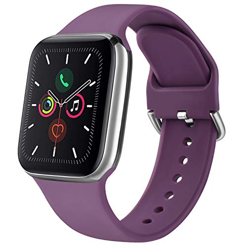 Wanme - Correa compatible para Apple Watch de 44 mm, 42 mm, 40 mm, 38 mm, clásica correa deportiva de silicona, correas de repuesto para iWatch Series 5 4 3 2 1