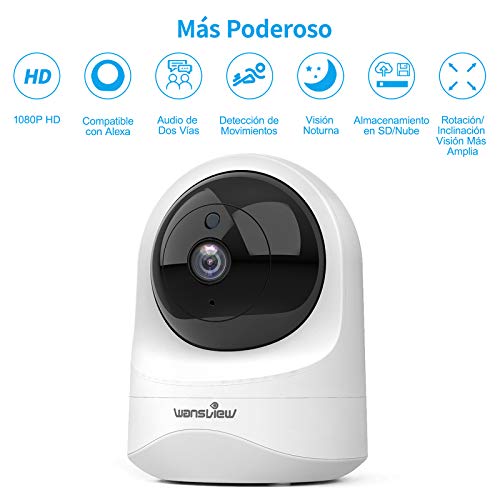 Wansview Cámara IP WiFi, 1080P Cámara Vigilancia WiFi con Visión Noturna Detección de Movimiento, Audio Bidireccional, Compatible con Alexa, Cámara de Seguridad Bebé Mascotas, Q6 (NO Tiene autonomía) Wansview Cámara IP WiFi, 1080P Cámara Vigilancia WiFi con Visión Noturna Detección de Movimiento, Audio Bidireccional, Compatible con Alexa, Cámara de Seguridad Bebé Mascotas, Q6 (NO Tiene autonomía)