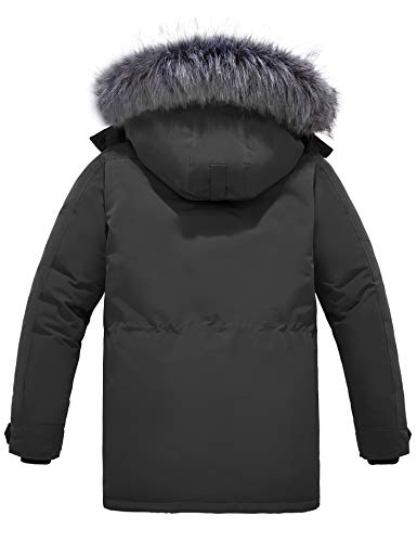 Wantdo Parka Gruesa Capucha Desmontable con Pelo Chaquetas de Lana Resistente al Agua Abrigo Casual Bolsillos Múltiples Abrigo Ajustado con Cinturón Hombre Azul Oscuro X-Large