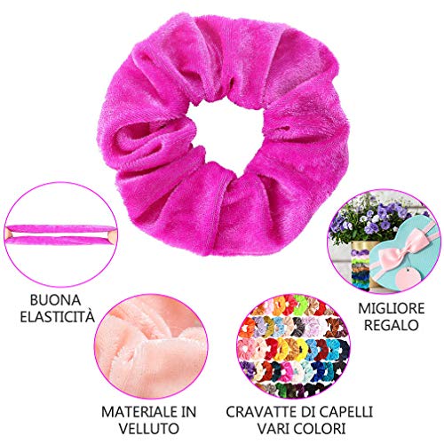 Wanxida 50 Colores Coleteros Terciopelo, Velvet Hair Scrunchies, Elástico Gomas de Pelo Para Mujeres Niñas Accesorios