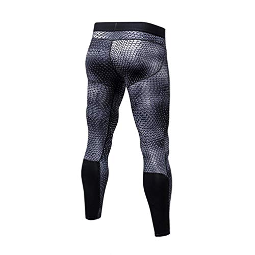 WanYangg Compression Leggings Hombre Deportiva Secado Rapido Pantalones Compresión Running Apretadas Tights Larga Base Mallas Compresivas Correr Fitness Ejercicio Escala de 19 Serpientes Negro M