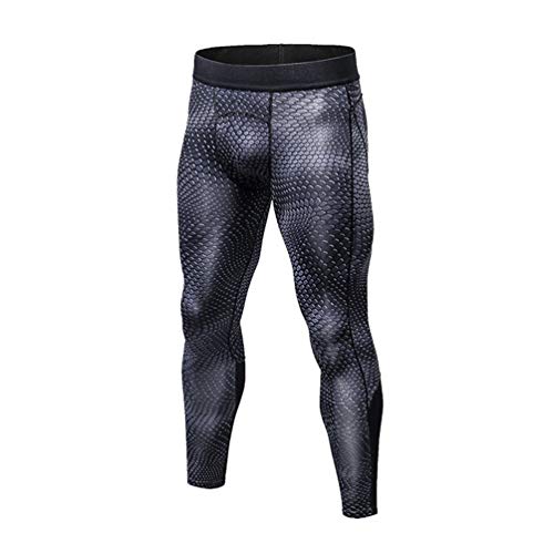 WanYangg Compression Leggings Hombre Deportiva Secado Rapido Pantalones Compresión Running Apretadas Tights Larga Base Mallas Compresivas Correr Fitness Ejercicio Escala de 19 Serpientes Negro M