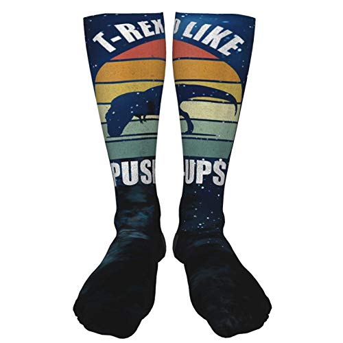 WANZHOU T-Rex No Like Push-Ups Unisex Calcetines Deportivos de tacón Negro Grueso Medias hasta la Rodilla de 50 cm