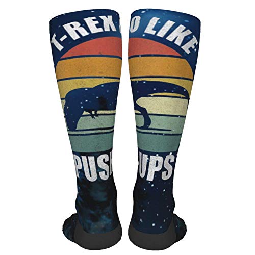 WANZHOU T-Rex No Like Push-Ups Unisex Calcetines Deportivos de tacón Negro Grueso Medias hasta la Rodilla de 50 cm