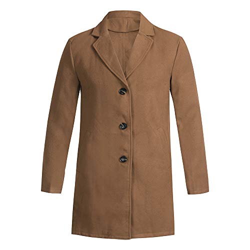 waotier Cárdigans Hombre Trench Coat Otoño Color sólido Abrigo Slim Fit Cazadora Traje de Manga Larga De un Solo Pecho Jacket Top