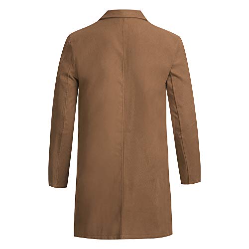 waotier Cárdigans Hombre Trench Coat Otoño Color sólido Abrigo Slim Fit Cazadora Traje de Manga Larga De un Solo Pecho Jacket Top