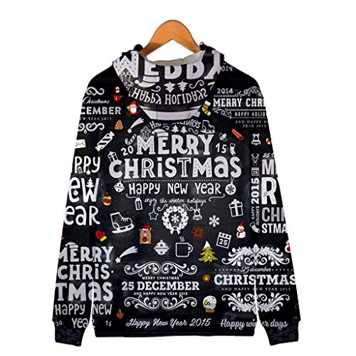 waotier Chaqueta para Hombre Chaqueta Cortavientos con Estampado navideño de Manga Larga con Cremallera Cazadora con Capucha Chaqueta