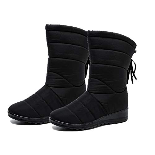 Warm Women Winter Boots, Women's Knee High Shoes Snow Boots, Ladies's Waterproof Fur Lined Frosty Warm Anti-Slip Boot, Female Winter Snow Booties Outdoor Footwear（1 Pair） Black 40