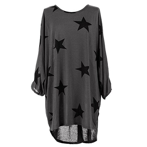 WARMWORD Mujer Tops Manga Larga Batwing Pullover Tops Elegantes Blusas Sueltas Top con Estampado de Estrellas para Mujer Camisa de Manga Larga Casual de Solapa para Mujer