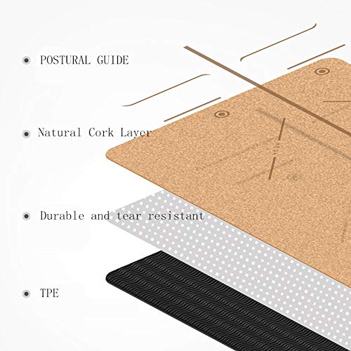 WATCBQ Esterilla De Yoga Antideslizante Ecológica Hecha De Corcho Natural Y TPE, con Correa para El Hombro Y Bolsillo De Malla, para El Hogar, Pilates, Gimnasio Y Entrenamiento 183X61X0.4Cm -Loto 1 WATCBQ Esterilla De Yoga Antideslizante Ecológica Hecha De Corcho Natural Y TPE, con Correa para El Hombro Y Bolsillo De Malla, para El Hogar, Pilates, Gimnasio Y Entrenamiento 183X61X0.4Cm -Loto 1