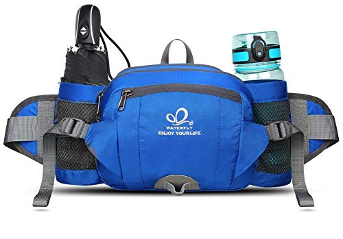 Waterfly Riñonera Running Deportiva Impermeable Multifuncional Bolso de Cintura con Portabotellas Para Correr Senderismo Ciclismo Para Hombre Mujer (Azul)