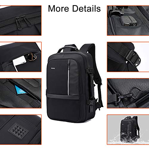 WAWJ Convertible Antirrobo Mochila de Viaje Estilo Business Escolar, 35L Negro Mochila Antirrobo de Maleta Viaje por 17,3 Pulgada Cuaderno (01) WAWJ Convertible Antirrobo Mochila de Viaje Estilo Business Escolar, 35L Negro Mochila Antirrobo de Maleta Viaje por 17,3 Pulgada Cuaderno (01)