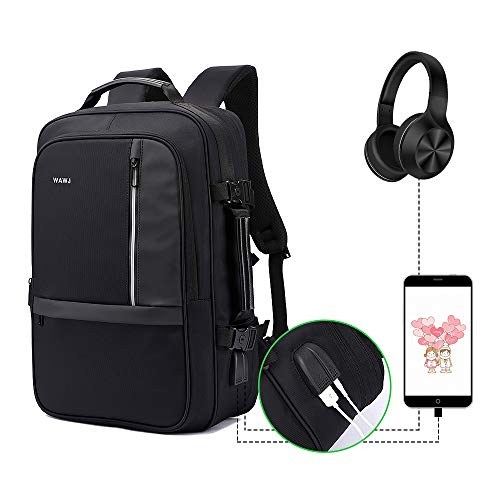 WAWJ Convertible Antirrobo Mochila de Viaje Estilo Business Escolar, 35L Negro Mochila Antirrobo de Maleta Viaje por 17,3 Pulgada Cuaderno (01) WAWJ Convertible Antirrobo Mochila de Viaje Estilo Business Escolar, 35L Negro Mochila Antirrobo de Maleta Viaje por 17,3 Pulgada Cuaderno (01)