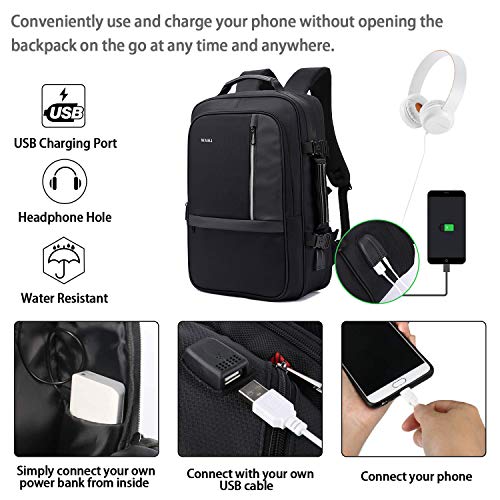 WAWJ Convertible Antirrobo Mochila de Viaje Estilo Business Escolar, 35L Negro Mochila Antirrobo de Maleta Viaje por 17,3 Pulgada Cuaderno (01) WAWJ Convertible Antirrobo Mochila de Viaje Estilo Business Escolar, 35L Negro Mochila Antirrobo de Maleta Viaje por 17,3 Pulgada Cuaderno (01)