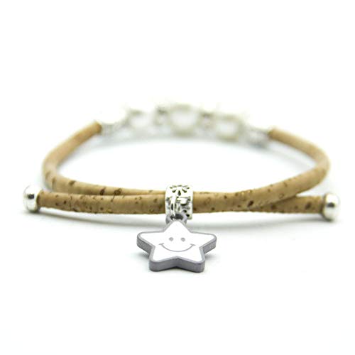 Way2BB - Pulsera de cuerda de corcho con 3 cuentas Way2BB - Pulsera de cuerda de corcho con 3 cuentas
