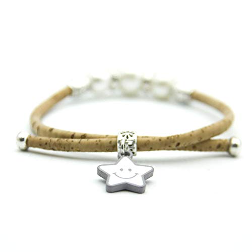 Way2BB - Pulsera de cuerda de corcho con 3 cuentas