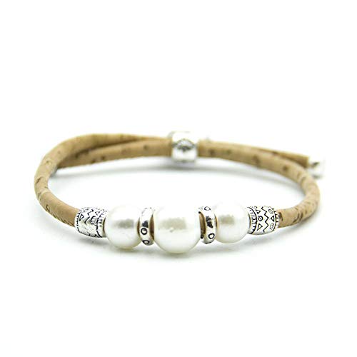 Way2BB - Pulsera de cuerda de corcho con 3 cuentas Way2BB - Pulsera de cuerda de corcho con 3 cuentas