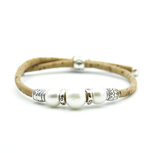 Way2BB - Pulsera de cuerda de corcho con 3 cuentas