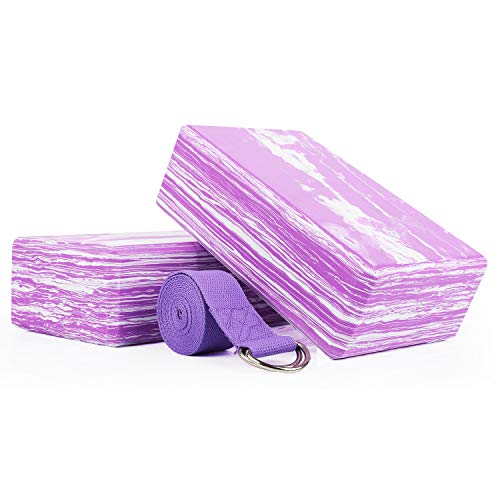 WayEee Bloques de Yoga 2 Unidades Yoga Block de Espuma EVA de Alta Densidad Ladrillo Yoga para Mejorar la Fuerza y Ayudar en el Equilibrio y la Flexibilidad Yoga Pilates Amantes (Violeta)