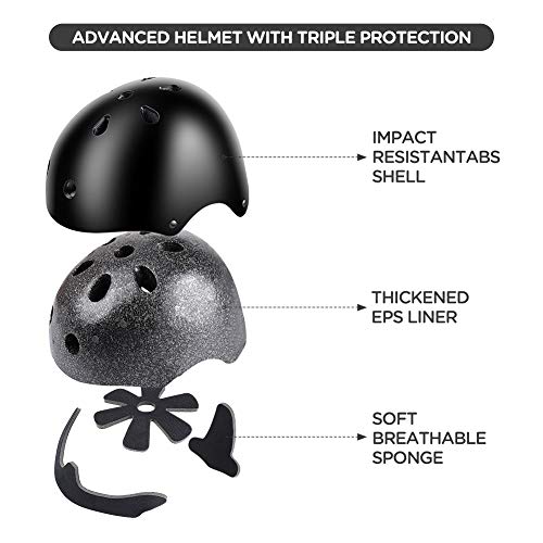 Wayin Conjuntos de Patinajes Niños Protecciones Patines Infantiles con Casco Ajustables Rodilleras y Coderas para Skate Bicicleta Monopatín Deporte(Negro) Wayin Conjuntos de Patinajes Niños Protecciones Patines Infantiles con Casco Ajustables Rodilleras y Coderas para Skate Bicicleta Monopatín Deporte(Negro)