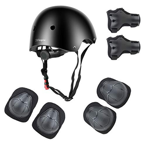 Wayin Conjuntos de Patinajes Niños Protecciones Patines Infantiles con Casco Ajustables Rodilleras y Coderas para Skate Bicicleta Monopatín Deporte(Negro) Wayin Conjuntos de Patinajes Niños Protecciones Patines Infantiles con Casco Ajustables Rodilleras y Coderas para Skate Bicicleta Monopatín Deporte(Negro)