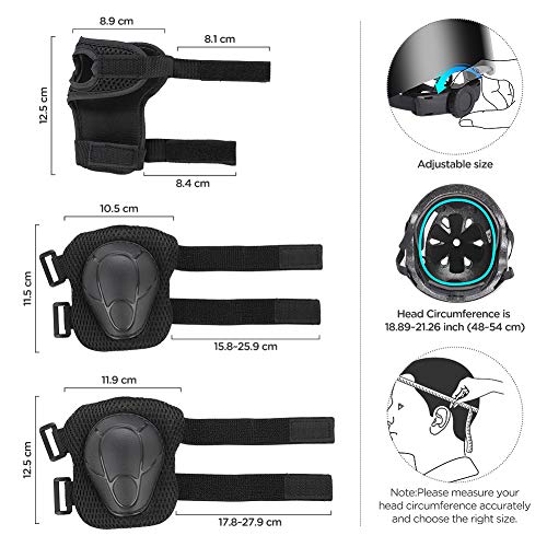 Wayin Conjuntos de Patinajes Niños Protecciones Patines Infantiles con Casco Ajustables Rodilleras y Coderas para Skate Bicicleta Monopatín Deporte(Negro) Wayin Conjuntos de Patinajes Niños Protecciones Patines Infantiles con Casco Ajustables Rodilleras y Coderas para Skate Bicicleta Monopatín Deporte(Negro)